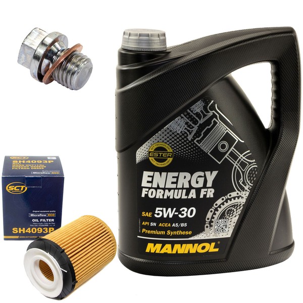 MotoröL Set 5W30 5 Liter + ÖLfilter SH 4093 P + Schraube FüR Mercedes E-Klasse-image