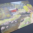 old oil Painting Impressionist covered Bridge River Creek landscape signed — photo 8