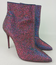 Christian Louboutin So Kate 100 Lurex Starlight Boots Heels Bootie Size 38.5