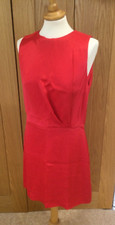 Mango dress large red sleeveless zip hook in back 100% viscose lined