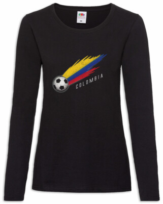 Colombia Football Comet I Damen Langarm T-Shirt Fahne Fußball Kolumbien Flagge