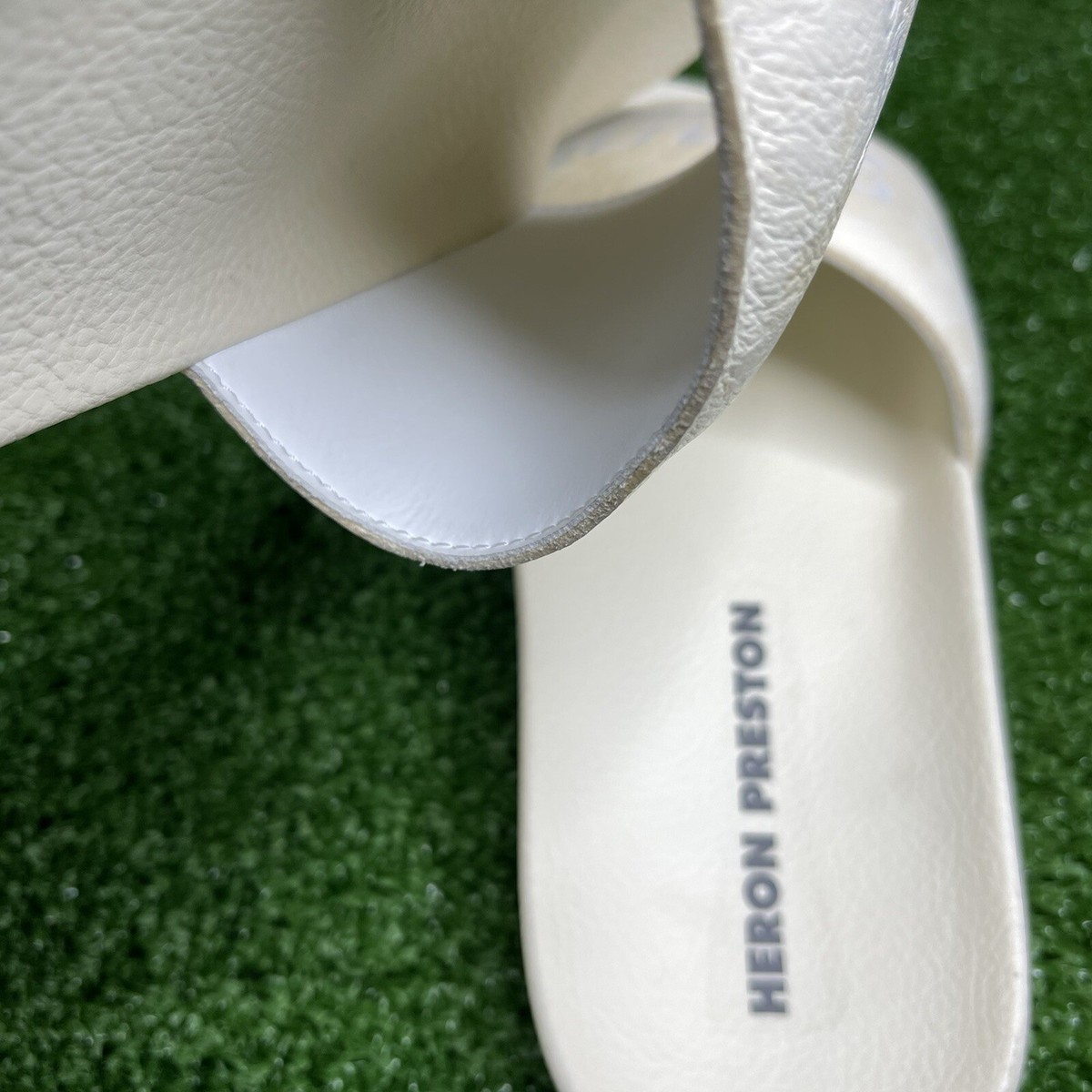 Heron Preston Leather Cream Pool Slides Size 45 EU / US Mens 12 Heron Preston Slider Black | Footshop main image 3