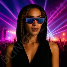 BLUE RED EL WIRE LED Glasses Light Up Shades Flashing Rave Festival Party Neon