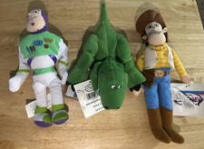 Vintage Disney Store Toy Story Buzz , Woody, And Rex Mini Bean Bag Plush
