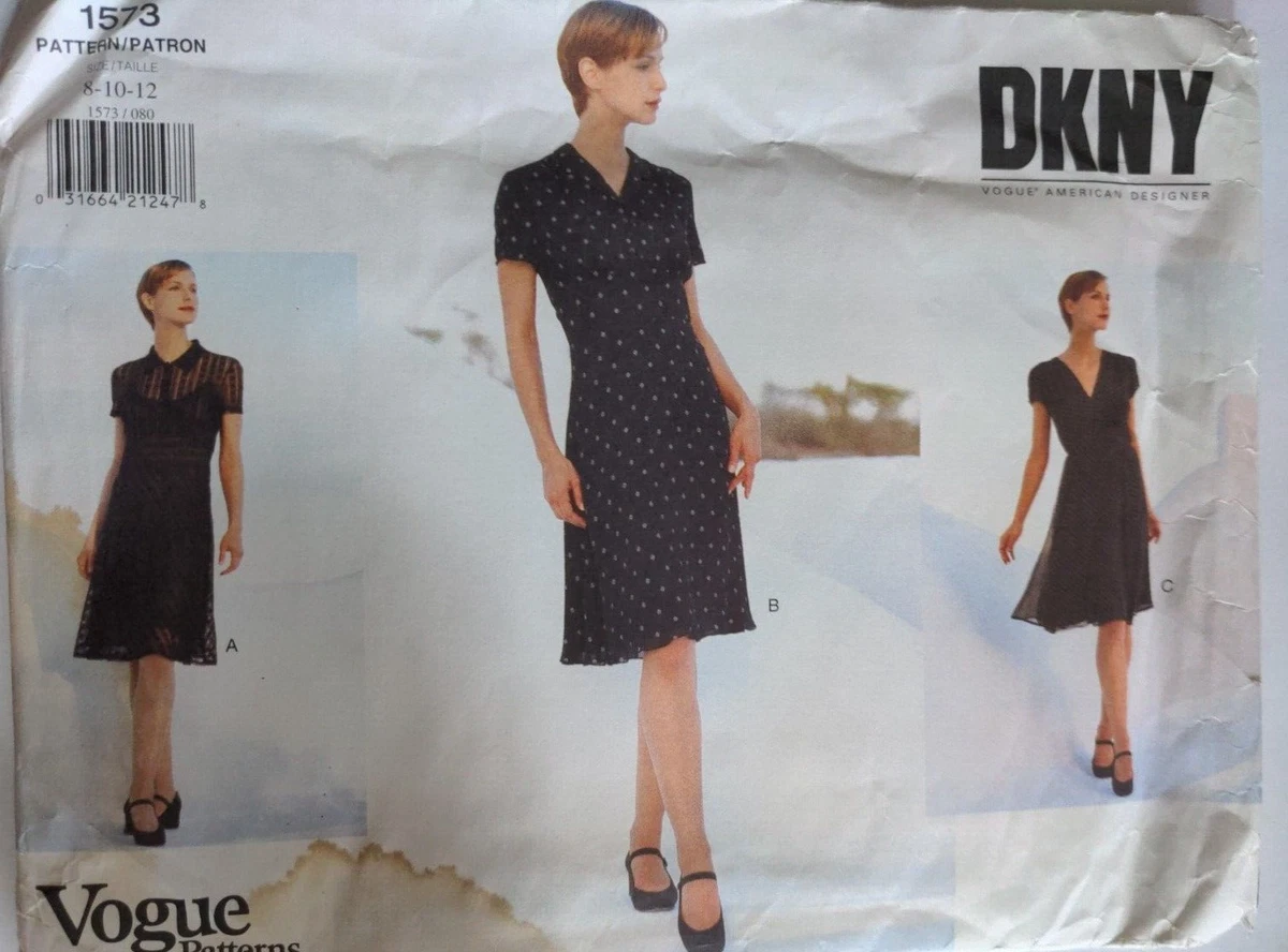 VOGUE 1573 Pattern American Designer DKNY DONNA KARAN Dresses Sz 8-10-12  Uncut