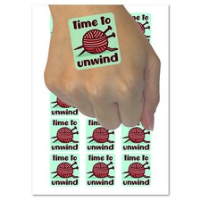 Time to Unwind Knitting Temporary Tattoo Water Resistant Fake Body Art Set