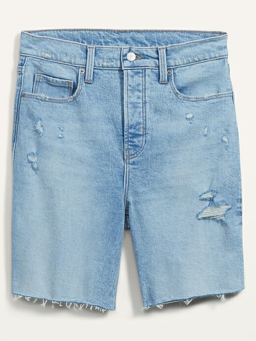ON Extra High-Waisted Sky Hi Straight Button-Fly Cut-Off Jean Shorts 7” NWT $40