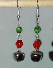 Handmade Xmas/Christmas Silver Jingle Bell Silver Plated Fishhook Earrings C80