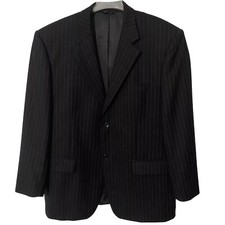 Ermenegildo Zegna Blazer Men s 44R 100 Wool Black W/Blue Striped 2 Button Italy