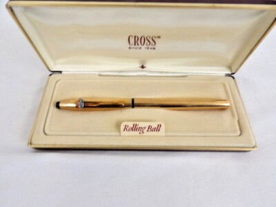 Vtg Amaco Oil Rolling Ball Ink Pen Gold Filled w/ Case and 1 Refill Cartridge