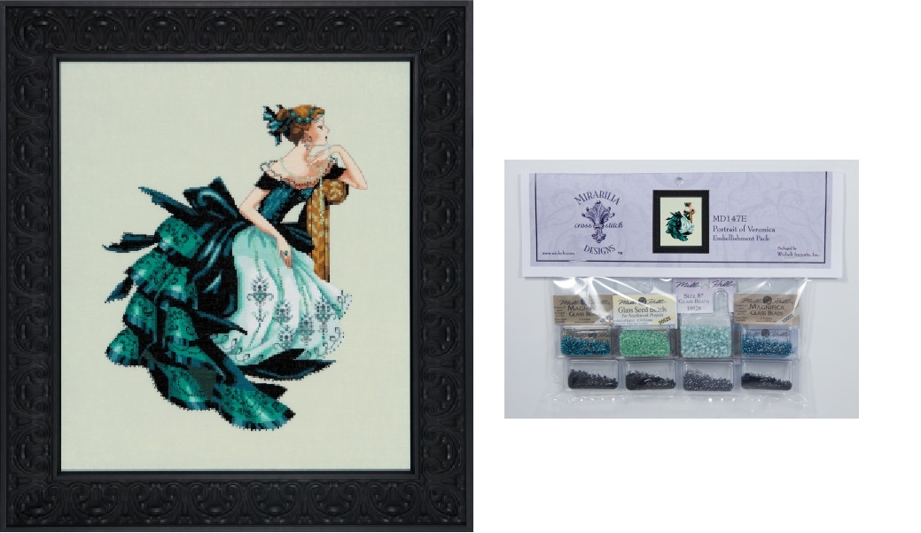MIRABILIA Cross Stitch PATTERN and EMBELLISHMENT PACK Portrait of Veronica MD147