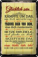 Blechschild Spruch 20X30 Cm GlüCklich Singe LäChle Liebe Deko Schild Tin Sign