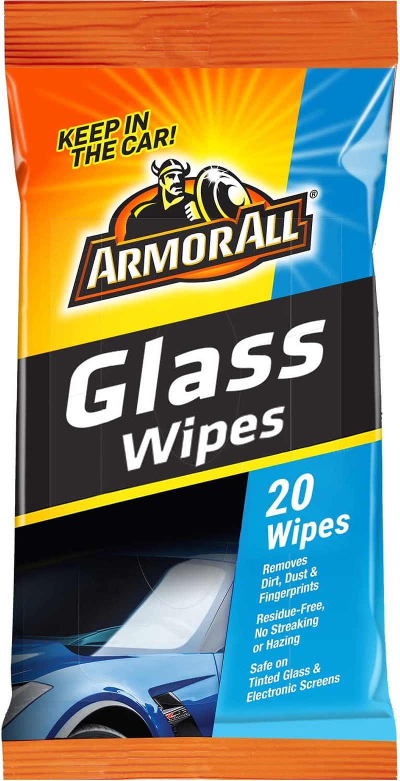 Car Glass Wipes by Armor All, Auto Glass Cleaner Wipes for Dirt and Dust, 20 Cou