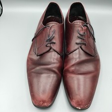 Prada Milano Made in Italy Burgundy Leather Round-Toe Derby Shoes (Mens 10.5)