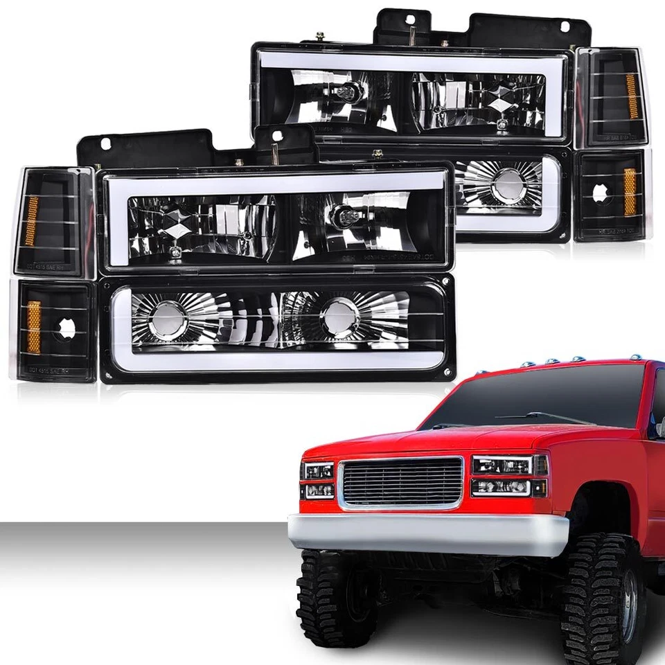Fit For 88-98 Chevy GMC Sierra C/K Silverado LED Tube Headlights Headlamp Pair - Изображение 2 из 4