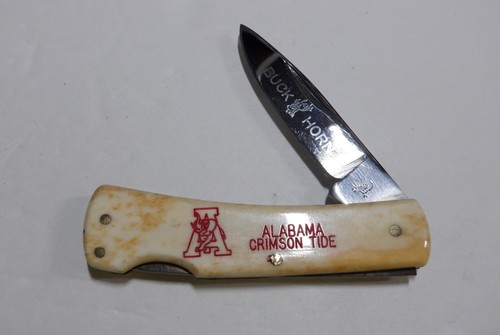 Alabama Crimson Tide Frost Buck Horn Smooth Bone Lockback 2 5/8" - Picture 4 of 14