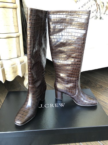 Tall Boots Croc Embossed Leather 