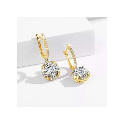 4 Ct White Treated Diamond Earrings In Yellow Gold Finish VVS1 Certified !