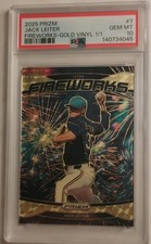 2025 Panini Prizm Fireworks Jack Leiter #7 Gold Vinyl Prizm 1/1 PSA 10 Rangers 