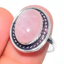Natural Rose Quartz Gemstone Handmade 925 Sterling Silver All Size Ring For Gift