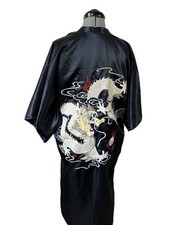 Esme Vintage Satin Big Embroidered Dragon Kimono