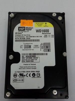 WESTERN DIGITAL  160GB IDE FESTPLATTE  WD1600BB-00GUA0 3,5 ZOLL HDD #FP4661