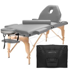 Portable Light Gray Massage Table with Bolster and Tilt Backrest