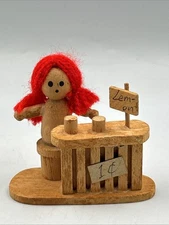 Vintage 1978 Russ Berrie Co. Wooden Doll Selling Lemonade