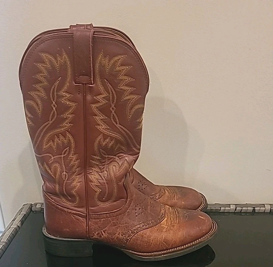 Justin Boots 8D SADDLE VAMP Western Roper Castaño Rabia Rojo CUERO DE VACA 4852 (H13) Foto 2 de 4
