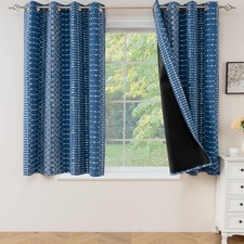 100 Boho Blackout Curtains Navy Blue Thermal Curtains for Winter Insulated 6...