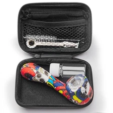 4.5 Inch Tobacco Smoking Silicone Pipe 9-Hole Glass Bowl Collectible Hand Pipe