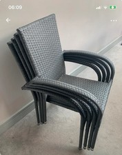 Grey Rattan Garden Chairs Set of 4