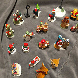 Christmas Mini Ceramic Figurines Lot Hand Painted Santa Snowman Carolers 1987