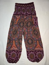 Boho Patterned Pants Womens Large Soft Stretchy Casual Lounge