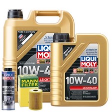 Motor&ouml;l 10W40 LIQUI MOLY Leichtlauf 6L +MANN &Ouml;lfilter +Sp&uuml;lung