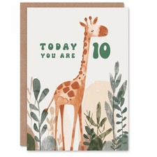 10th Birthday Card Cute Fun Giraffe Today You Are Age 10 Year Old Child