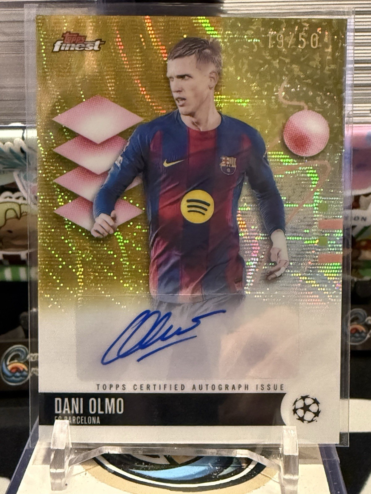 2025-26 Topps Finest UEFA Dani Olmo Auto # /50 Gold Refractor - FC Barcelona TZ view 1