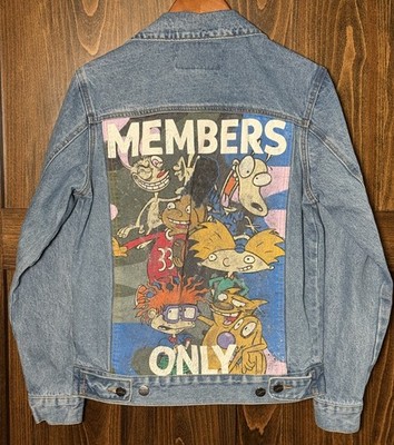 Nickelodeon Denim Jean Jacket Members Only Cartoon Rugrats Hey Arnold Size Small