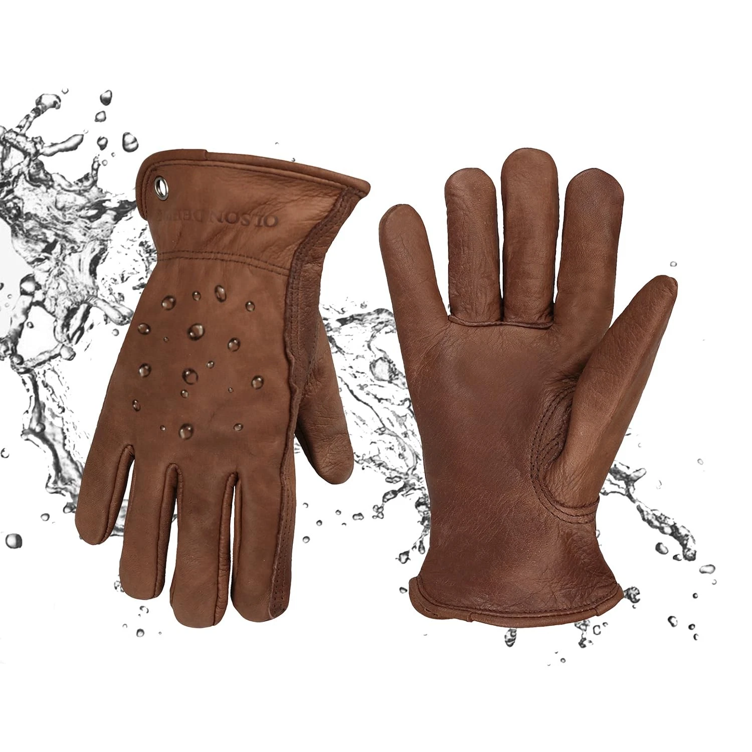 Waterproof Leather Work Gloves for Men&Women,Brown Cowhide Thornproof Garden ...