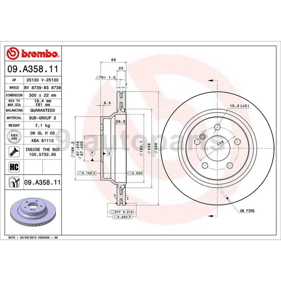 Kit de frenos delanteros traseros Brembo OE pastillas de rotores de disco para Mercedes-Benz E350 2010-2012 Foto 2 de 4