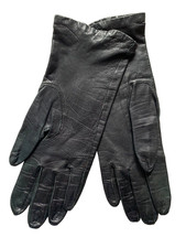 Vintage Black Kid Leather VAN RAALTE Silk Lined Women's Gloves Size 6 1/2 USA