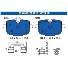 ATE Bremsbelagsatz Bremsklötze hinten 34216798196 34218847061 | 377288