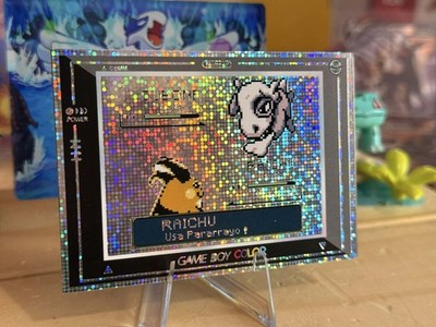 Gameboy Color Art Holo Foil - Retro Game Battle - Raichu VS. Cubone
