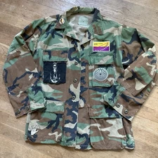 Vintage Camo Army Jacket XL Frida Patch Tohono O’odham Upcycled Art Style