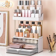 3 Drawer 2 Tier Makeup Organizer with Cosmetic Storage Drawers for Countertop
