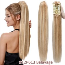 Claw Ponytail Clip In Russian Remy Human Hair Extensions Real Thick Hairpiece