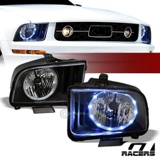 For 2005-2009 Mustang Black Clear Housing DRL LED Halo Ring Headlights Lamps nb