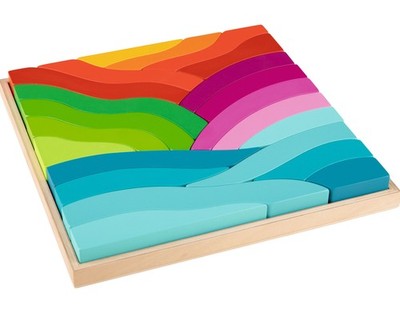 Playtive Vier Elemente Baukasten Regenbogen 23tlg Holz ab 3 Jahren Montesori