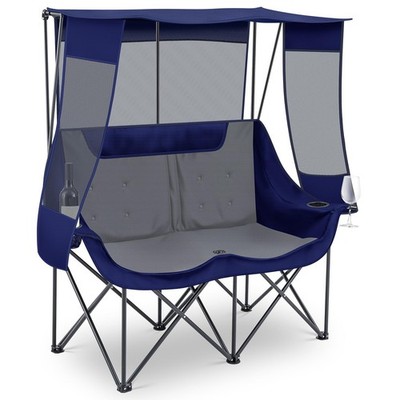 Double Camping Chair Canopy 660lb Foldable 2 Person Beach Loveseat Heavy Duty