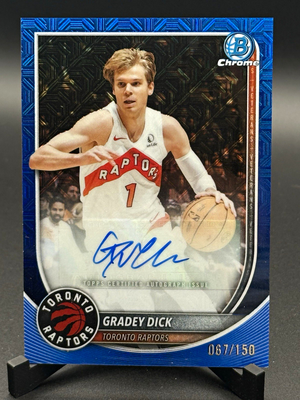 Topps 2025-26 Bowman Gradey Dick Raptors Auto Blue Mojo #BCA-GD /150